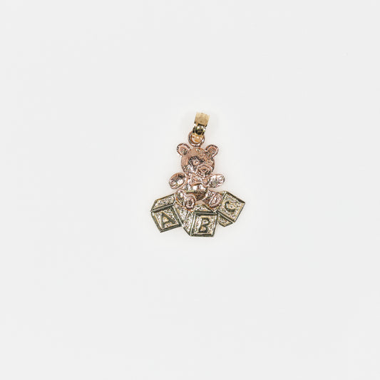 14k Two Tone Teddy Bear Pendant