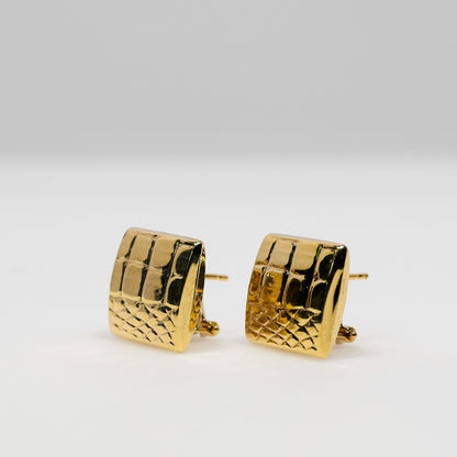 14K Yellow Gold Square Stud Earrings