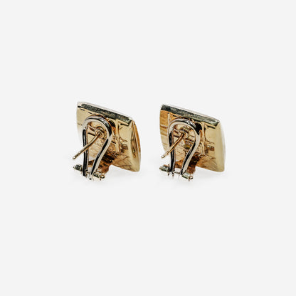 14K Yellow Gold Square Stud Earrings