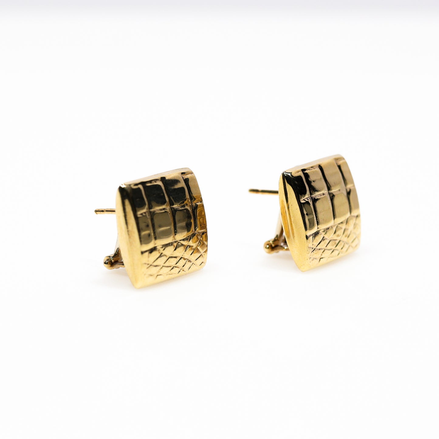 14K Yellow Gold Square Stud Earrings