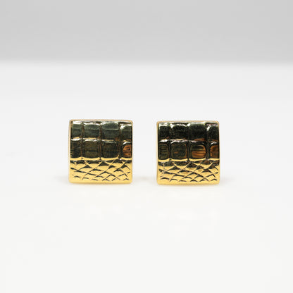 14K Yellow Gold Square Stud Earrings