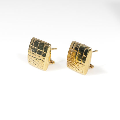 14K Yellow Gold Square Stud Earrings