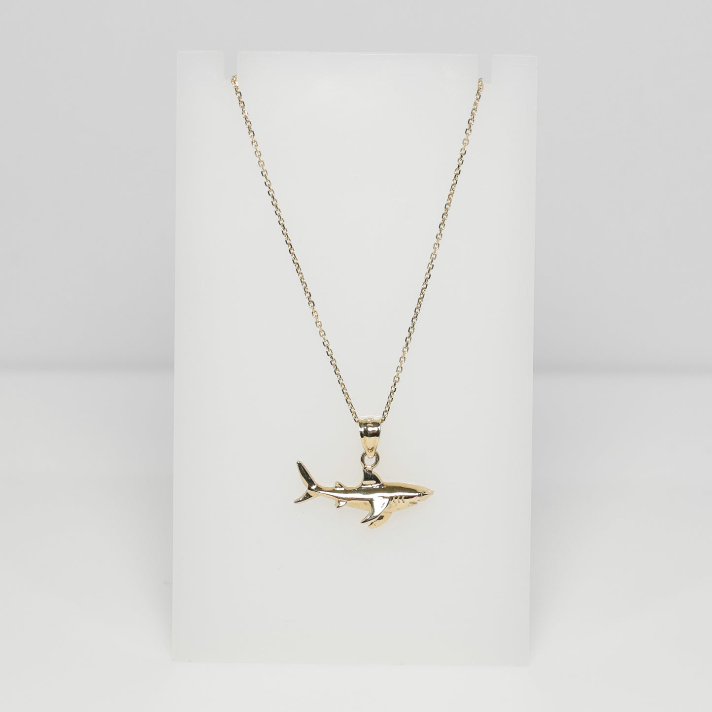 14K Yellow Gold Necklace with Shark Pendant