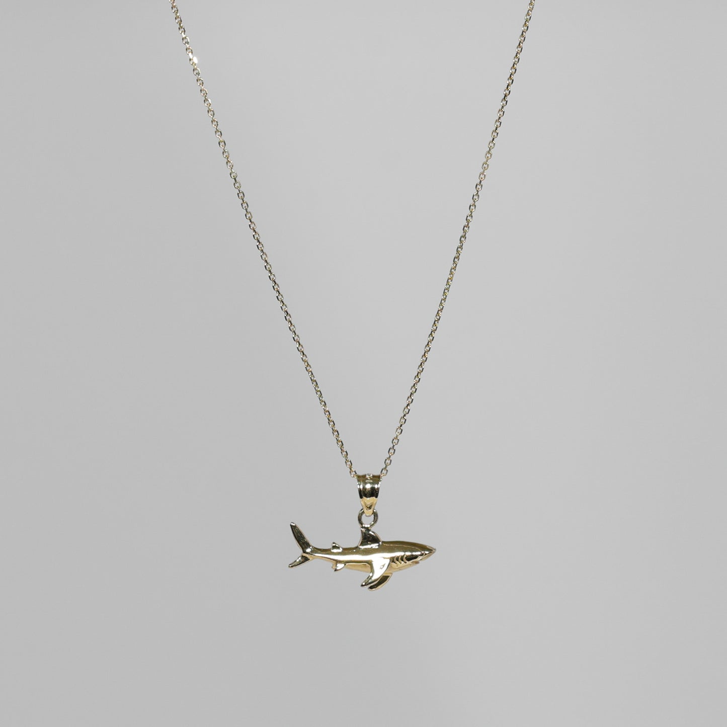 14K Yellow Gold Necklace with Shark Pendant