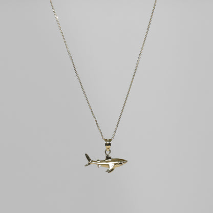 14K Yellow Gold Necklace with Shark Pendant