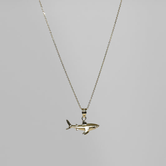 14K Yellow Gold Necklace with Shark Pendant