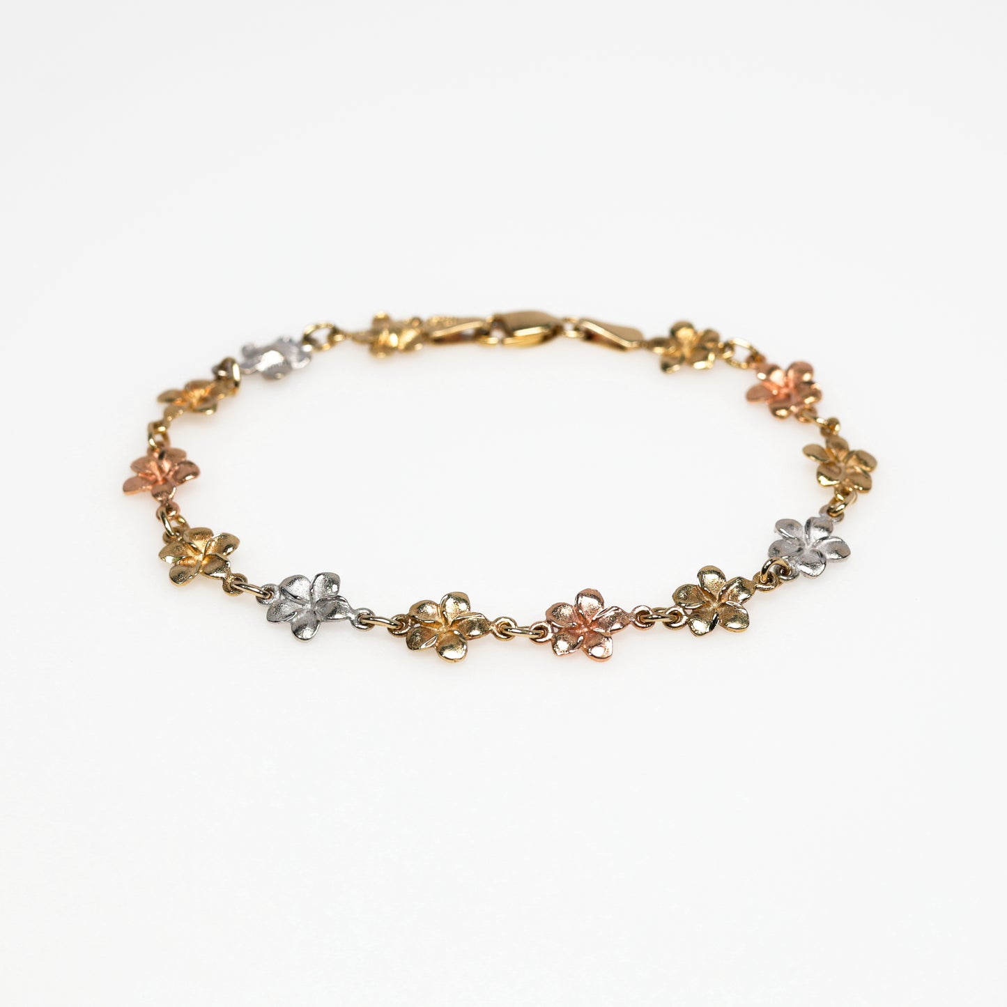 14K Tri-Tone Flower Bracelet