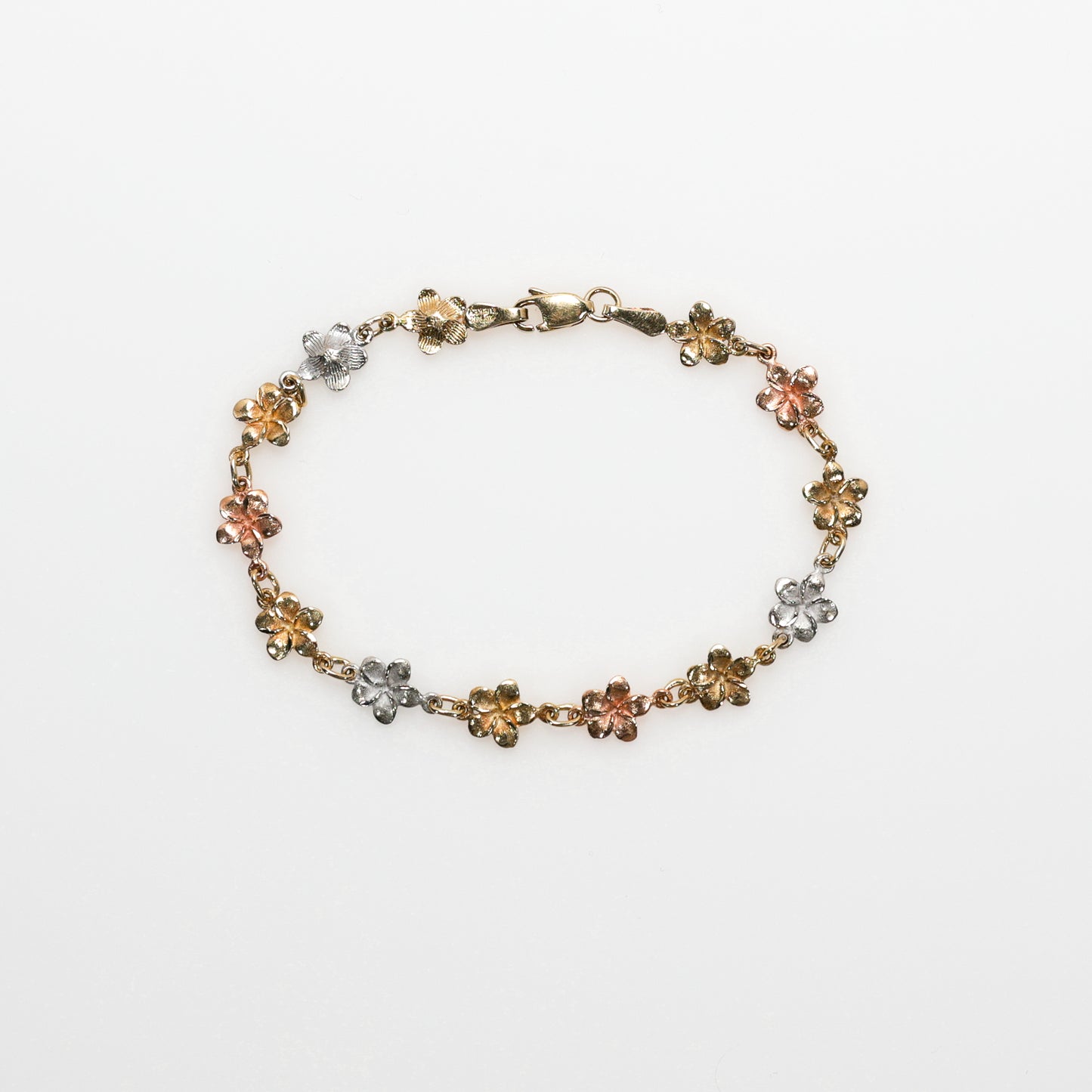 14K Tri-Tone Flower Bracelet