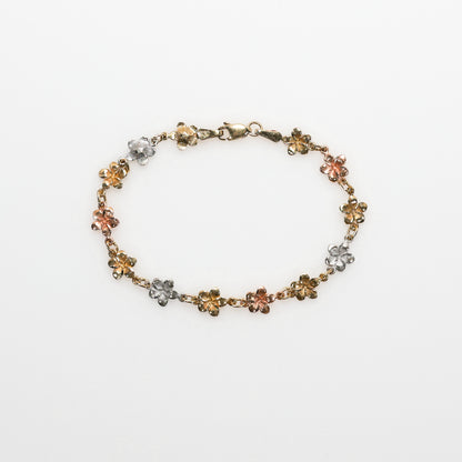 14K Tri-Tone Flower Bracelet