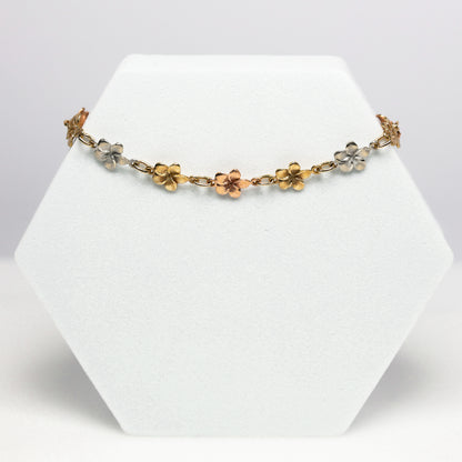 14K Tri-Tone Flower Bracelet