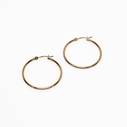 14K Yellow Gold Hoops