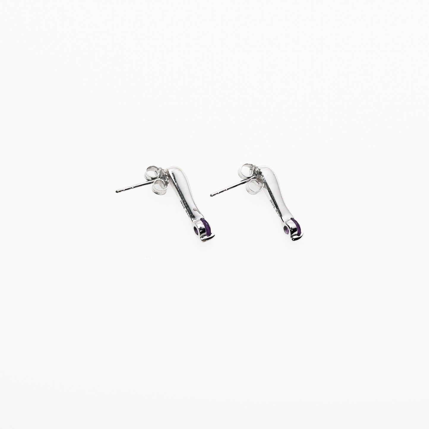 14k White Gold Earrings with Purple Stones