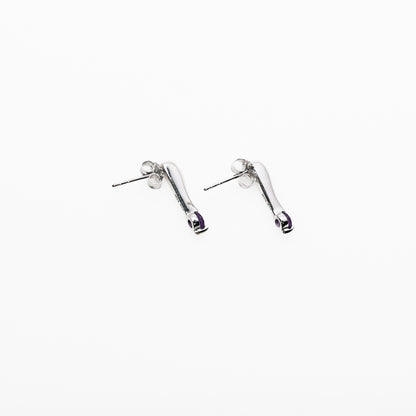 14k White Gold Earrings with Purple Stones