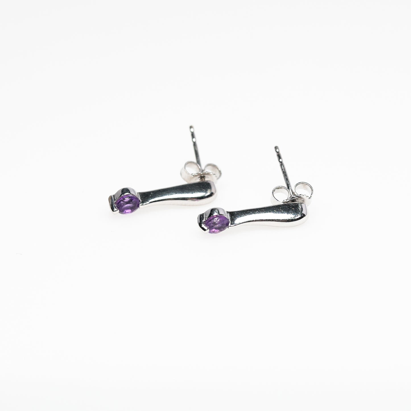 14k White Gold Earrings with Purple Stones