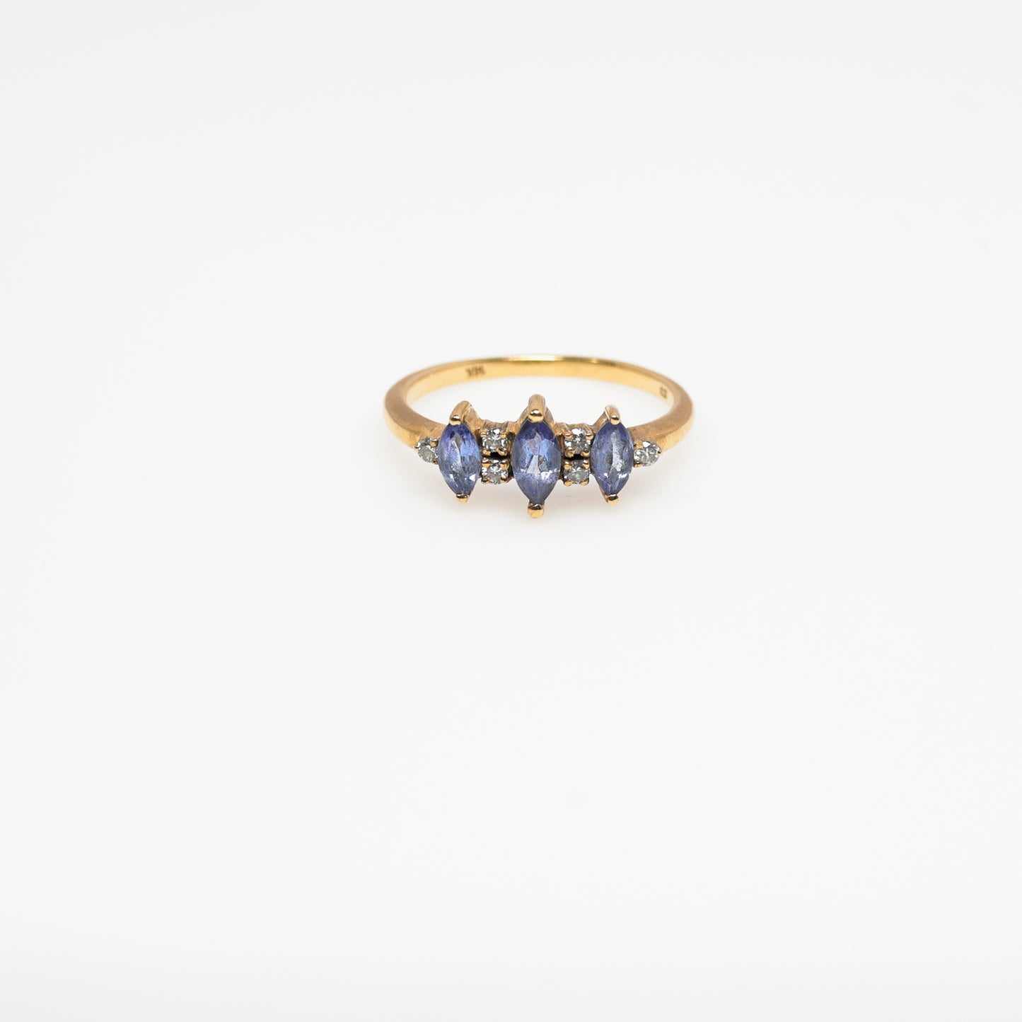 14k Yellow Gold Diamond Ring with Purple Stones