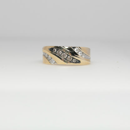 10K Yellow Gold Ring with Brown and White Diamonds