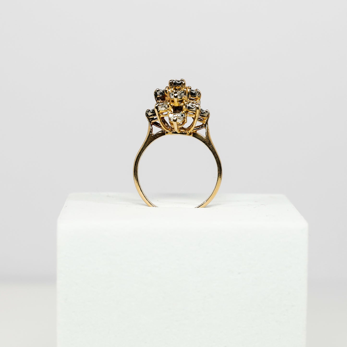 14K Yellow Gold Vintage Cluster Diamond Ring