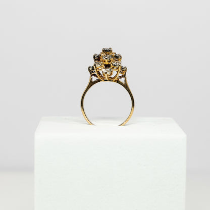 14K Yellow Gold Vintage Cluster Diamond Ring