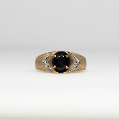 10K Gold Ring with Black Oval Stone