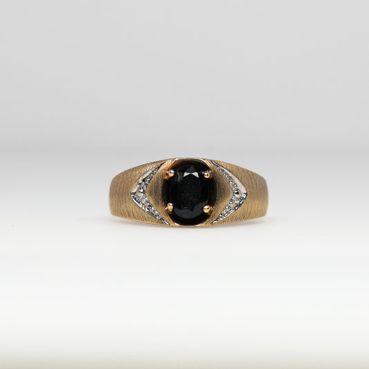 10K Gold Ring with Black Oval Stone