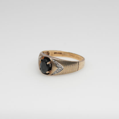 10K Gold Ring with Black Oval Stone