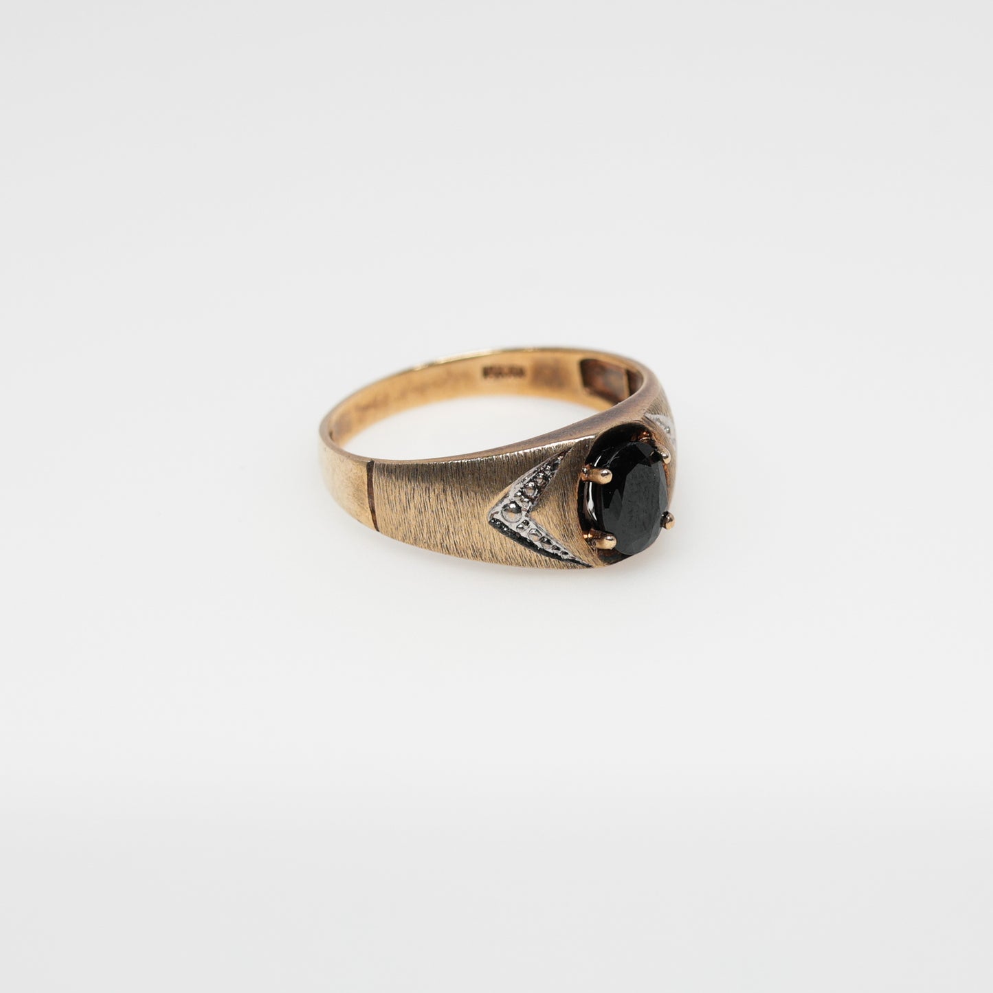 10K Gold Ring with Black Oval Stone