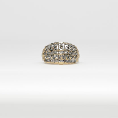 10K Ring with 3 Rows of Diamonds