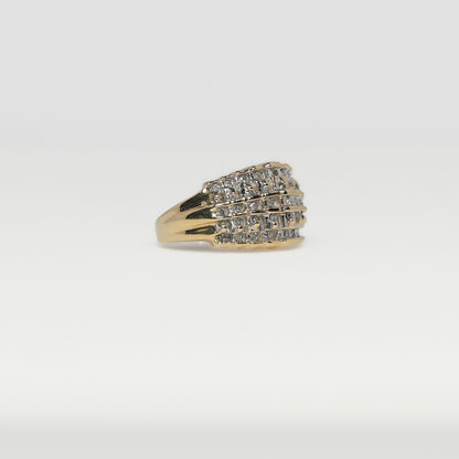 10K Ring with 3 Rows of Diamonds