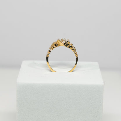 14K Yellow Gold Nugget Diamond Ring