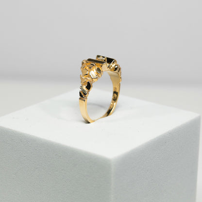 14K Yellow Gold Nugget Diamond Ring