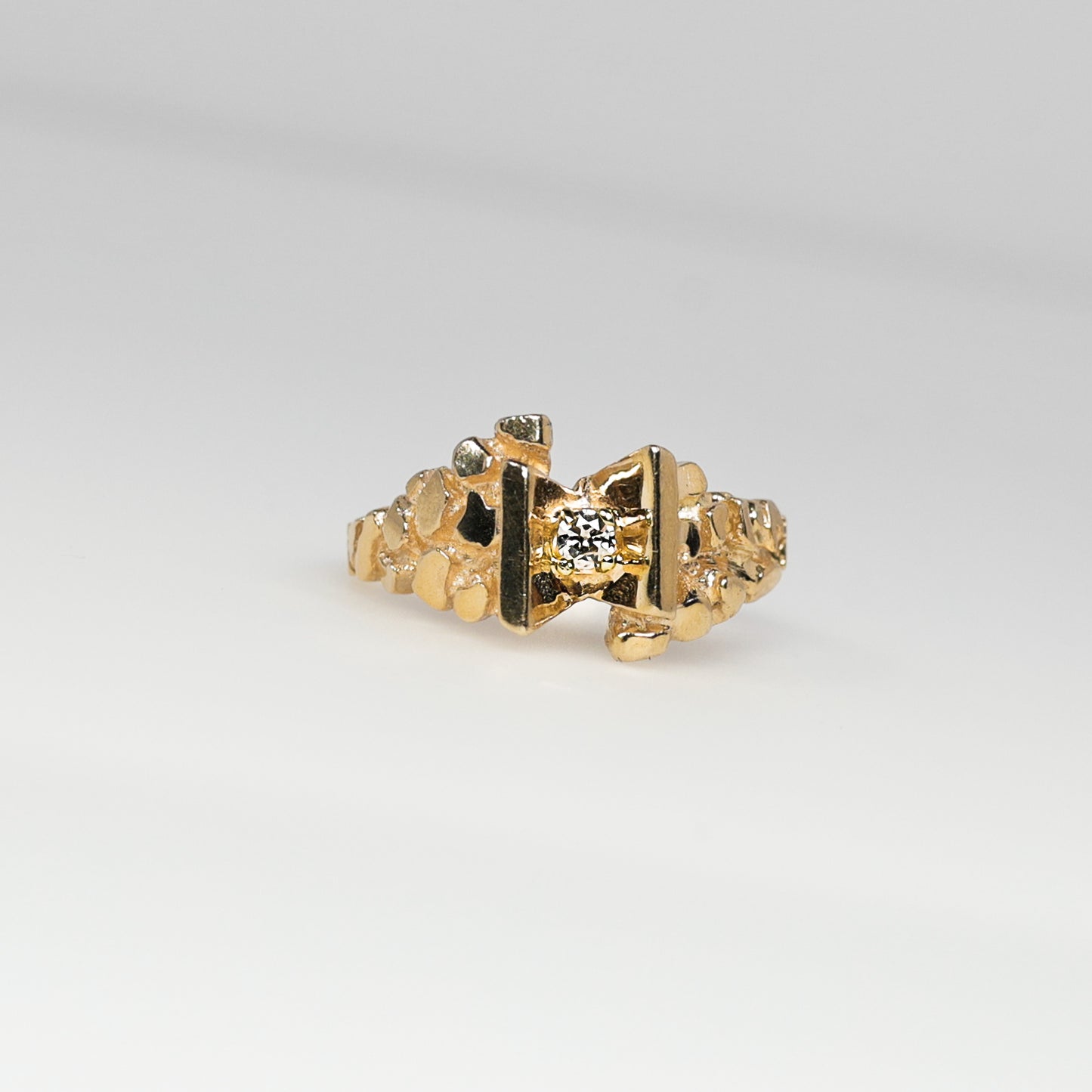 14K Yellow Gold Nugget Diamond Ring