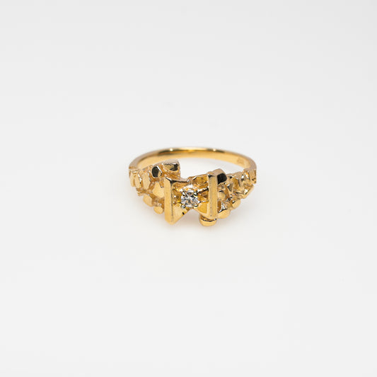 14K Yellow Gold Nugget Diamond Ring