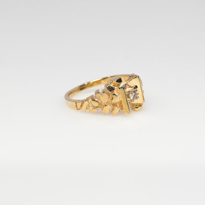 14K Yellow Gold Nugget Diamond Ring