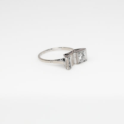 14k White Gold Diamond "M" Ring