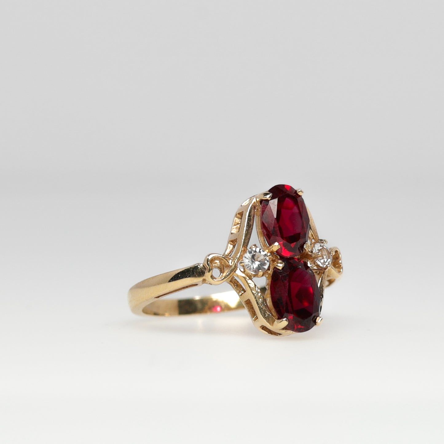 14k Gold Ring with Rubies & CZ Stones