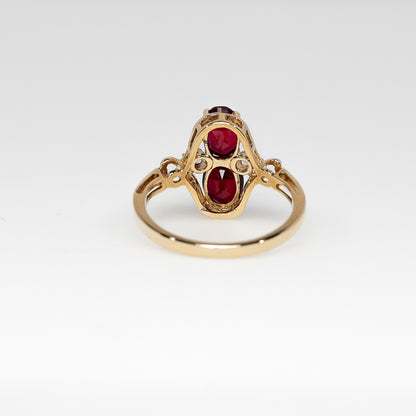 14k Gold Ring with Rubies & CZ Stones