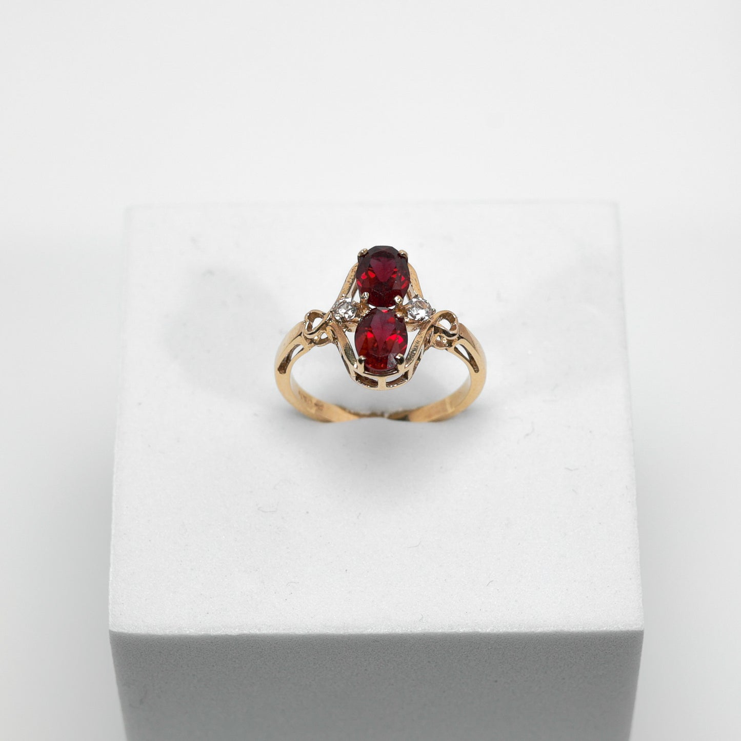 14k Gold Ring with Rubies & CZ Stones