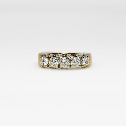 14k Gold Band with 5 Diamonds