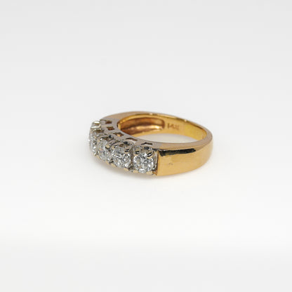 14k Gold Band with 5 Diamonds