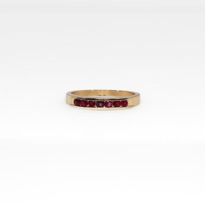 14K Yellow Gold Ring with Red Stones