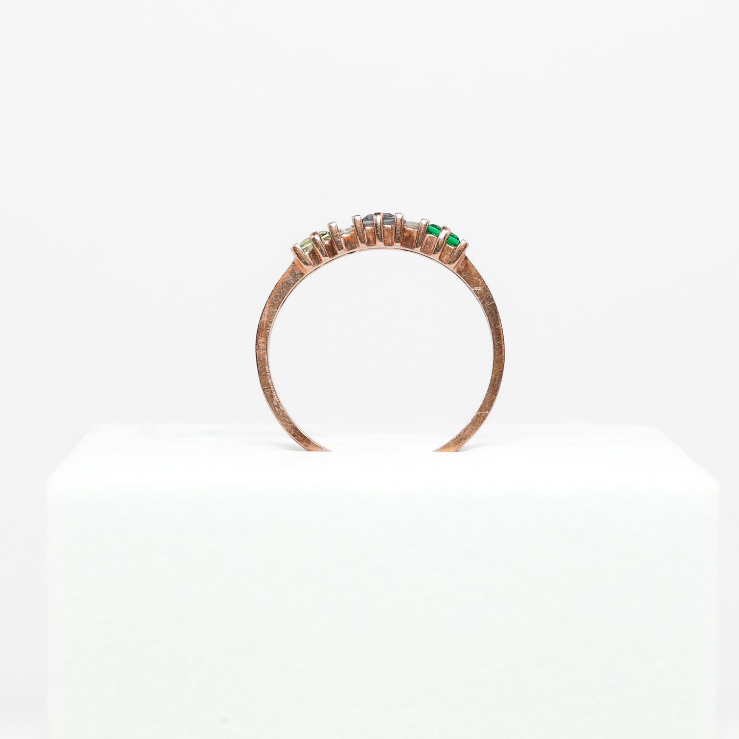 10K Rose Gold Diamond Ring with Multicolored Stones