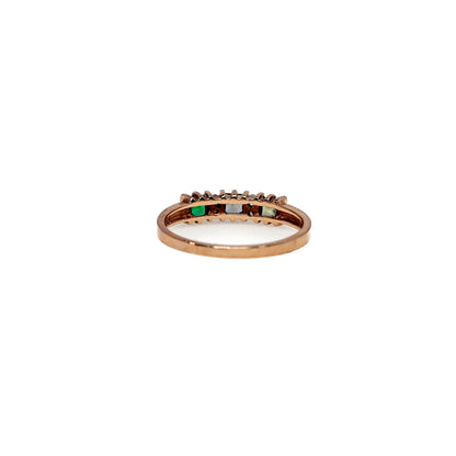 10K Rose Gold Diamond Ring with Multicolored Stones