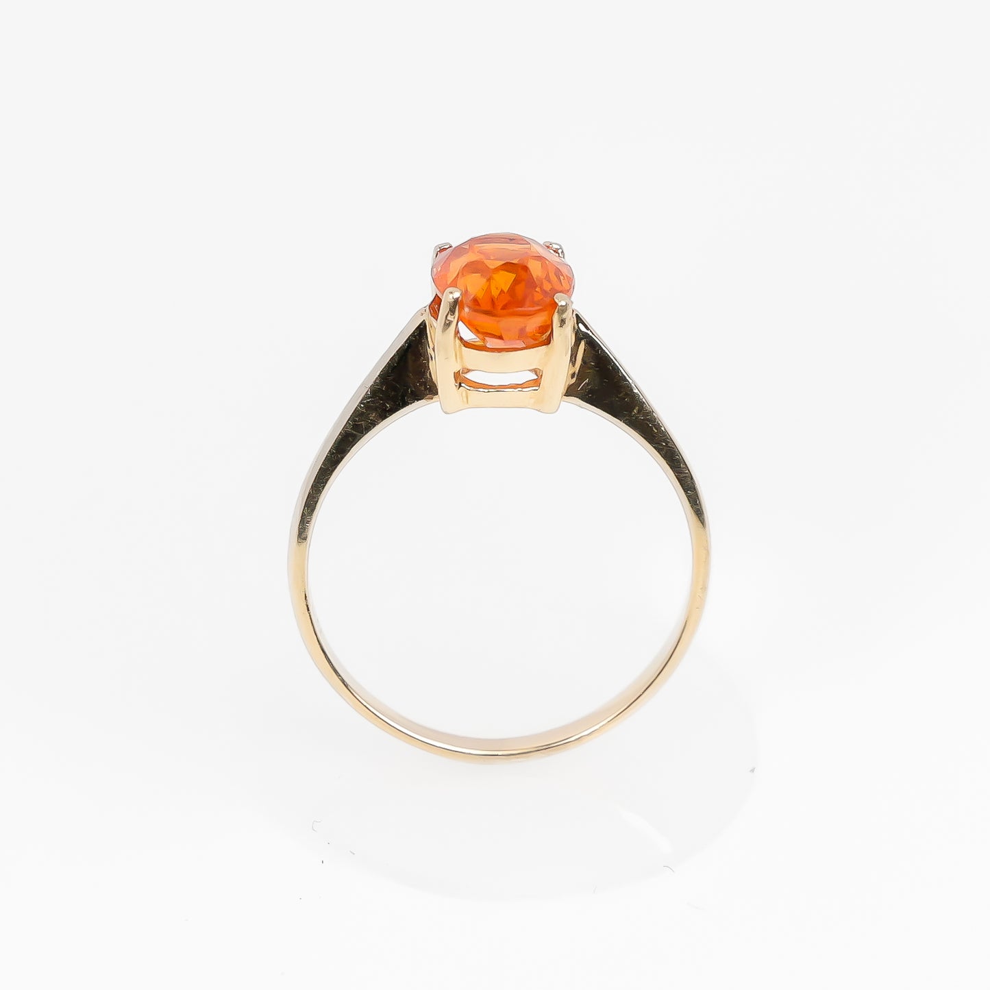 14K Yellow Gold Orange Stone Solitaire Ring