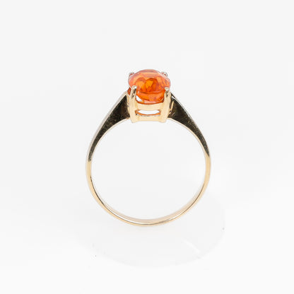 14K Yellow Gold Orange Stone Solitaire Ring