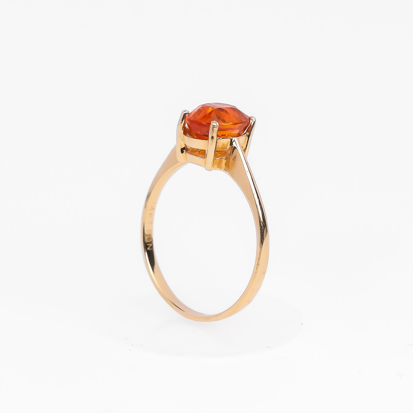 14K Yellow Gold Orange Stone Solitaire Ring