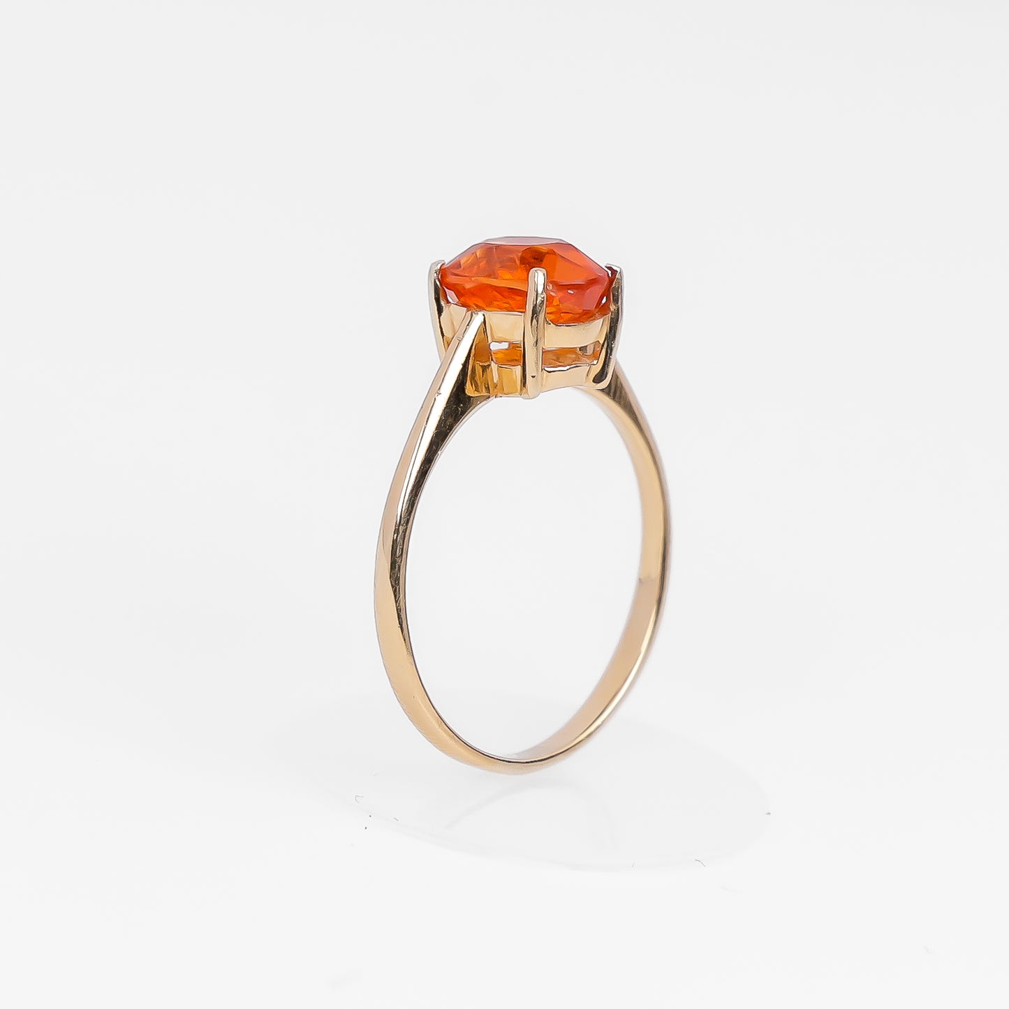 14K Yellow Gold Orange Stone Solitaire Ring