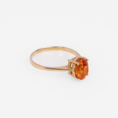 14K Yellow Gold Orange Stone Solitaire Ring