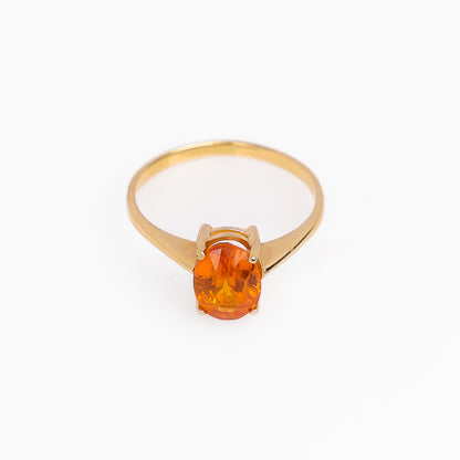 14K Yellow Gold Orange Stone Solitaire Ring