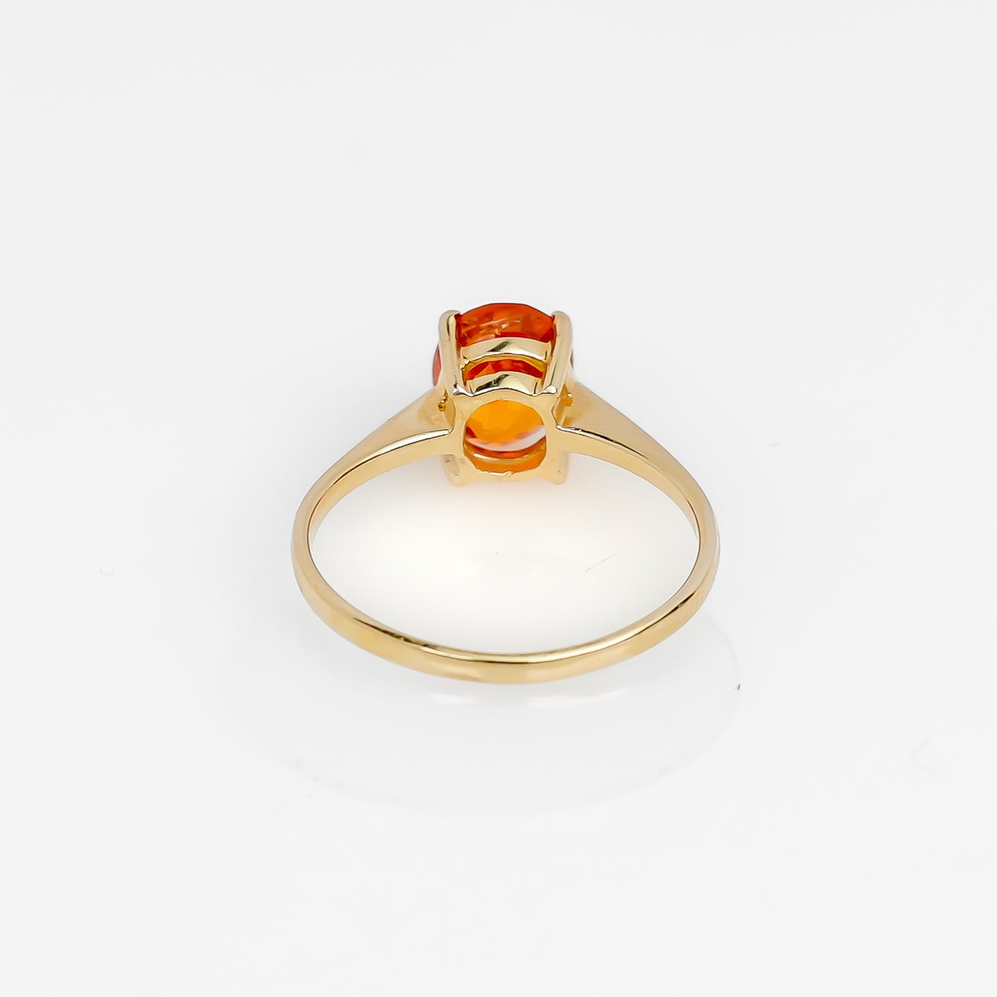 14K Yellow Gold Orange Stone Solitaire Ring