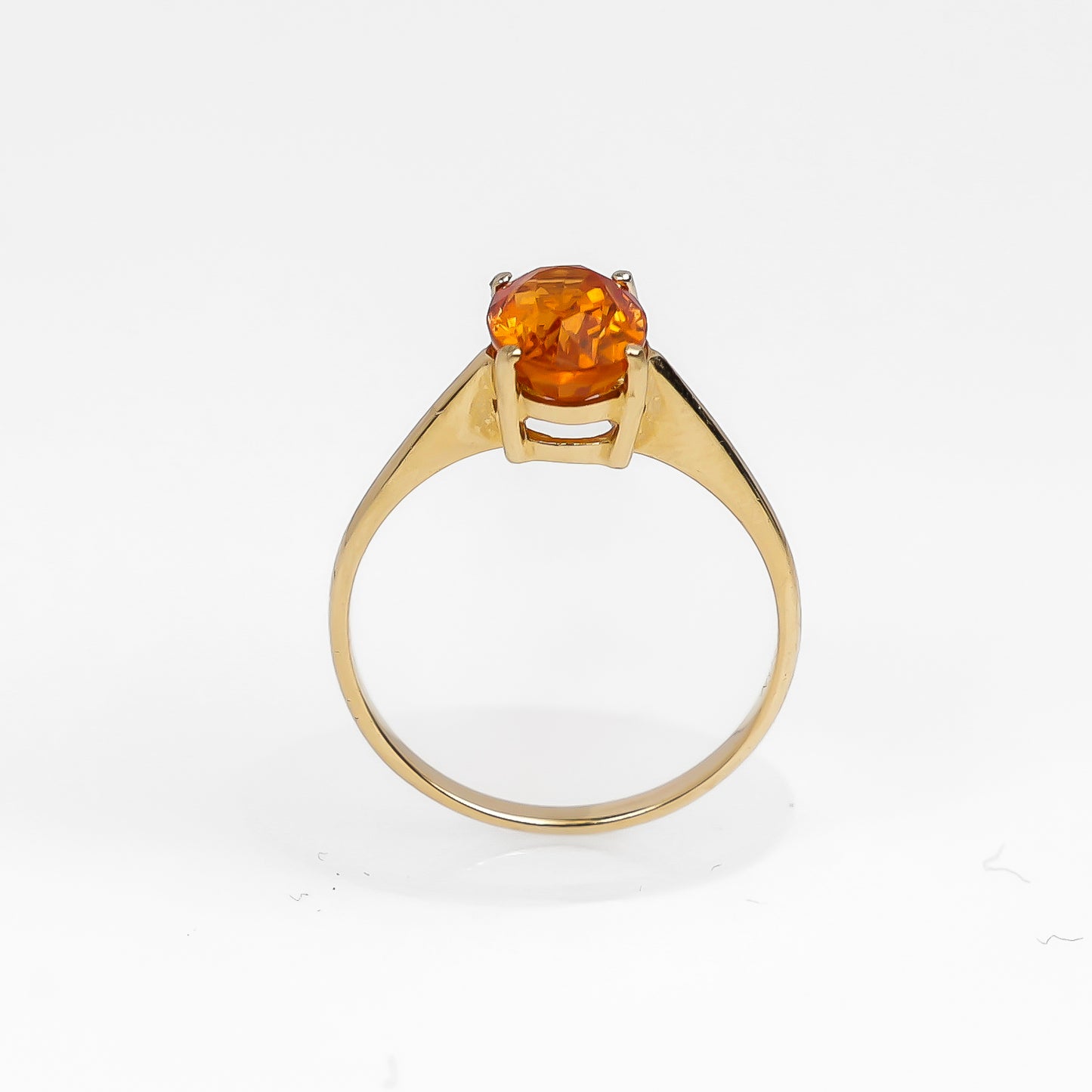 14K Yellow Gold Orange Stone Solitaire Ring